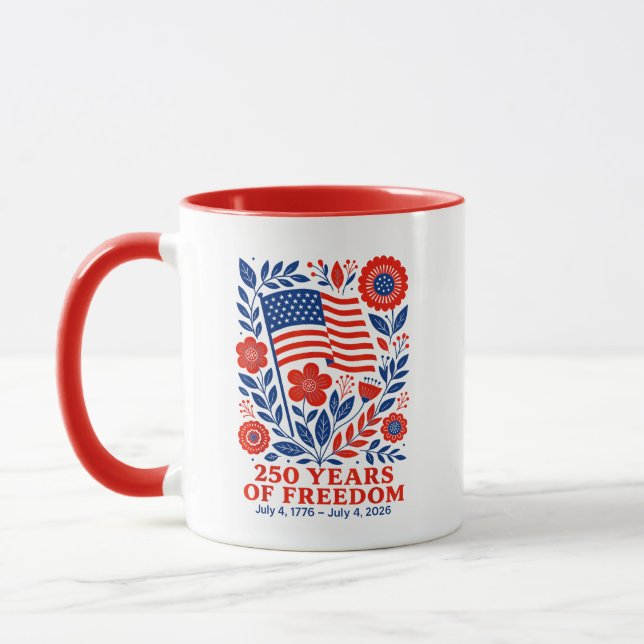 4th of July Patriotic 250th Anniversary 250 Years  Mug (Left)
