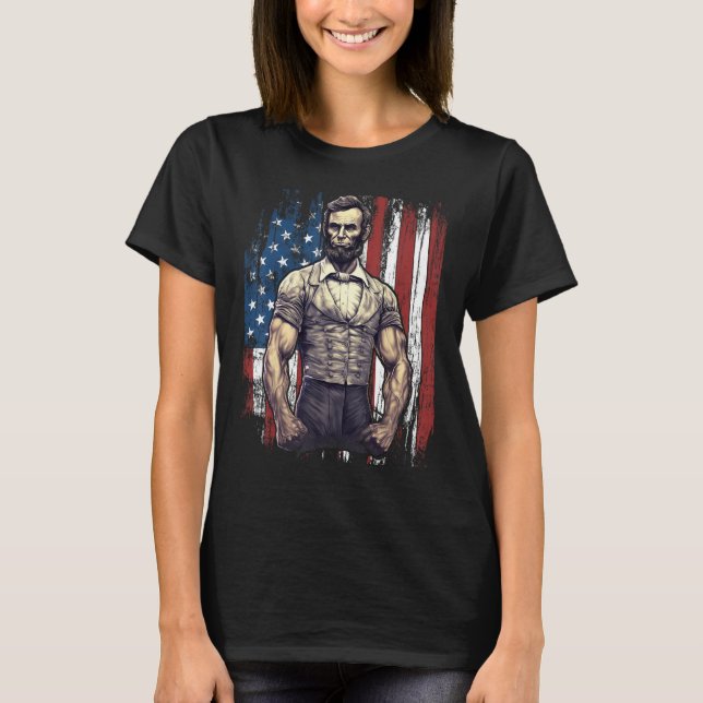 4th of July Patriotic  Abraham Lincoln Graphic Jul T-Shirt (Front)
