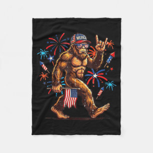 4th of july patriotic american bigfoot sasquatch fleece blanket