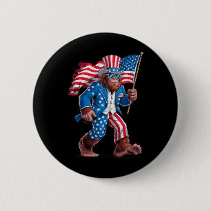 4th Of July Patriotic American Bigfoot Sasquatch U 2 Inch Round Button
