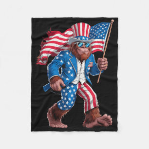 4th Of July Patriotic American Bigfoot Sasquatch U Fleece Blanket