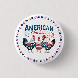 4th of July Patriotic American Chicken-62987 1 Inch Round Button