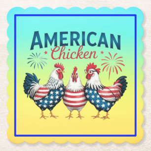4th of July Patriotic American Chicken-62987 Paper Coaster