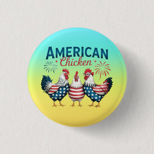 4th of July Patriotic American Chicken-62987 T-Shi 1 Inch Round Button
