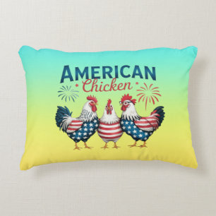 4th of July Patriotic American Chicken Design Accent Pillow