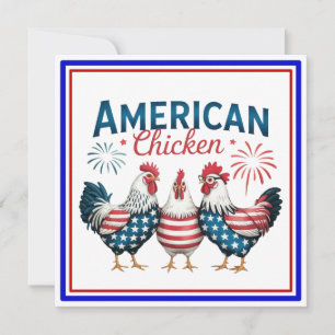 4th of July Patriotic American Chicken Design Invitation