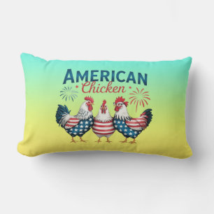 4th of July Patriotic American Chicken Design Lumbar Pillow