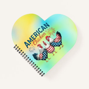 4th of July Patriotic American Chicken Design Notebook