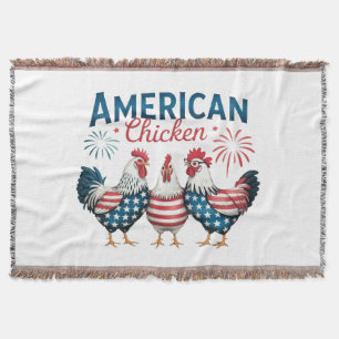 4th of July Patriotic American Chicken Design Throw Blanket