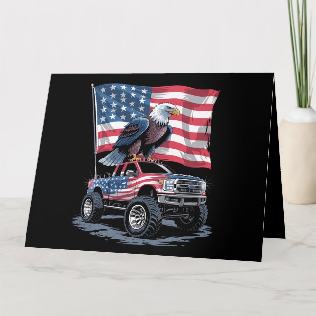 4th of July Patriotic American Flag Eagle USA  Card (Front)