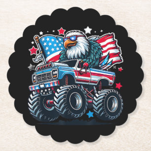 4th of July Patriotic American Flag Eagle USA Red  Paper Coaster