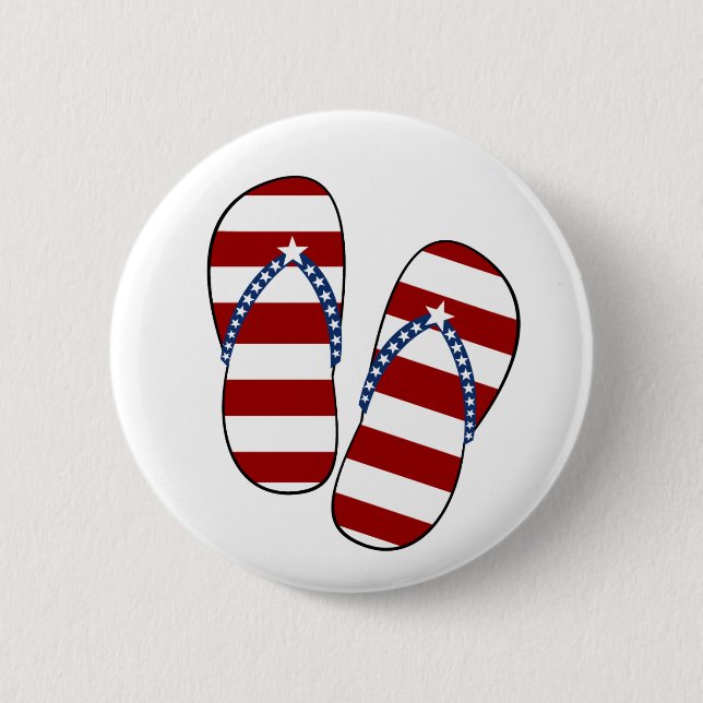 4th of July Patriotic American Flag Flip Flops 2 Inch Round Button (Front)