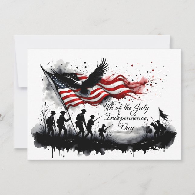4th of July Patriotic Art with Flag & Soldiers (Front)