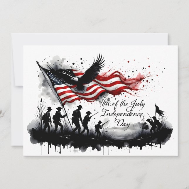 4th of July Patriotic Art with Flag & Soldiers (Front)