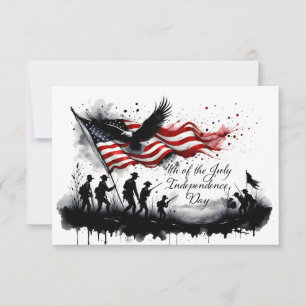4th of July Patriotic Art with Flag & Soldiers