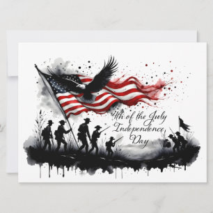 4th of July Patriotic Art with Flag & Soldiers