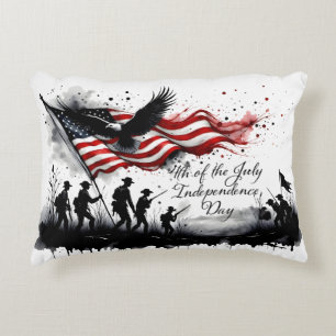 4th of July Patriotic Art with Flag & Soldiers Accent Pillow