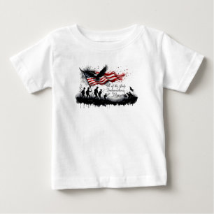 4th of July Patriotic Art with Flag & Soldiers Baby T-Shirt