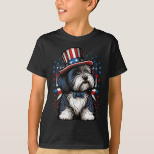 4th Of July Patriotic Bearded Collie Dog Us Flag T-Shirt