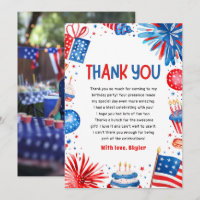 4th Of July Patriotic Birthday Thank You Card