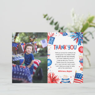 4th Of July Patriotic Birthday Thank You Card