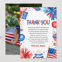 4th Of July Patriotic Birthday Thank You Card