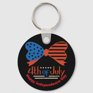 "4th of July" Patriotic Bow Design Custom Keychain