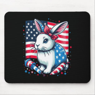 4th Of July Patriotic Bunny Usa American Flag Rabb Mouse Pad