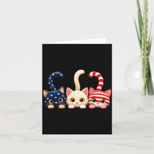 4th Of July Patriotic Cat Usa Aamerican Flag Card
