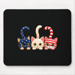 4th Of July Patriotic Cat Usa Aamerican Flag Mouse Pad
