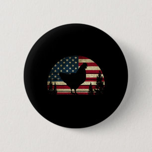 4th Of July Patriotic Chicken American Usa Flag Ch 2 Inch Round Button