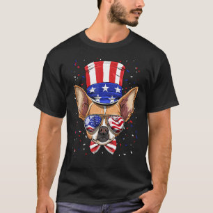4th of July Patriotic Chihuahua American USA Flag  T-Shirt