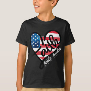 4th of July Patriotic Christian Faith Heart Americ T-Shirt