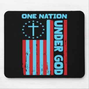 4th Of July Patriotic Christian Flag One Nation Un Mouse Pad