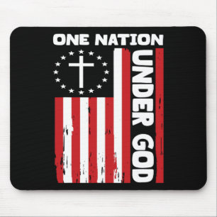 4th Of July Patriotic Christian Flag One Nation Un Mouse Pad