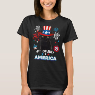 4th Of July Patriotic Day Black Cat Independence D T-Shirt