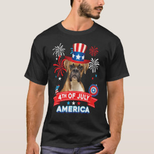 4th Of July Patriotic Day Boxer Dog Independence H T-Shirt