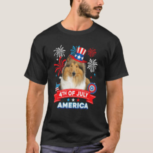 4th Of July Patriotic Day Collie Dog Independence T-Shirt