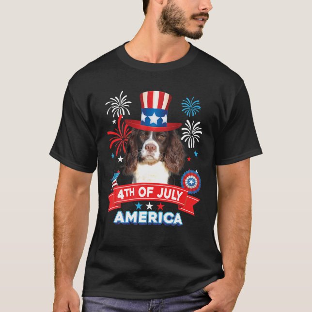 4Th Of July Patriotic Day English Springer Spaniel T-Shirt (Front)