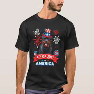 4th Of July Patriotic Day Rottweiler Dog Independe T-Shirt