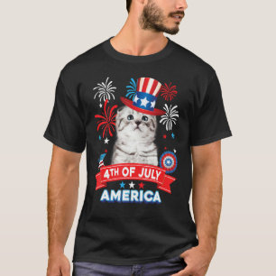 4th Of July Patriotic Day Scottish Fold Cat Indepe T-Shirt