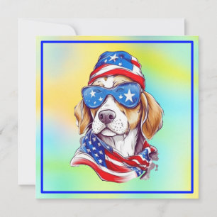 4th Of July Patriotic Dog Design Save The Date