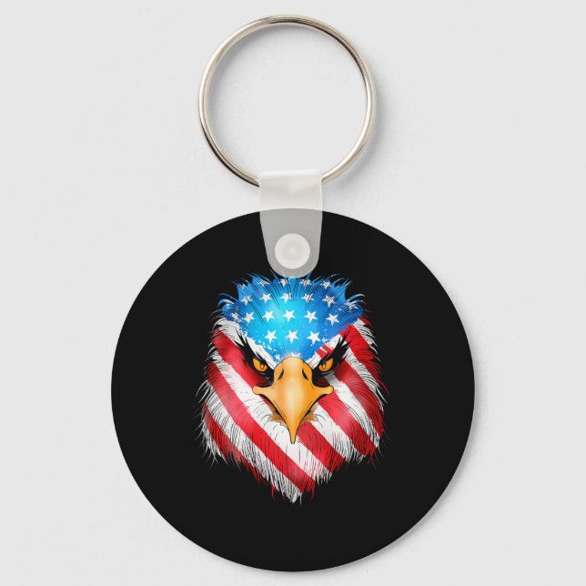 4th Of July Patriotic Eagle Usa American Flag Men  Keychain (Front)