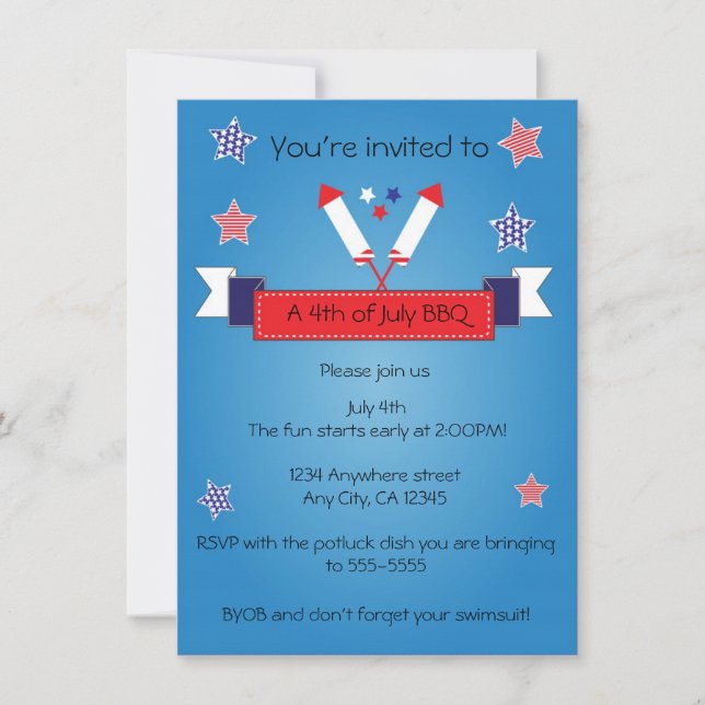 4th of july Patriotic Firecracker invitation (Front)