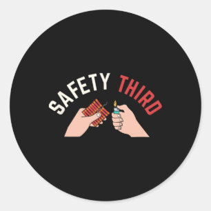 4th Of July Patriotic Fireworks Safety Third Classic Round Sticker