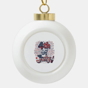4th of July Patriotic Fireworks Vintage Shirt Desi Ceramic Ball Christmas Ornament