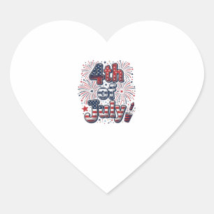 4th of July Patriotic Fireworks Vintage Shirt Desi Heart Sticker