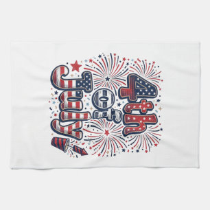 4th of July Patriotic Fireworks Vintage Shirt Desi Kitchen Towel