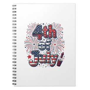 4th of July Patriotic Fireworks Vintage Shirt Desi Notebook