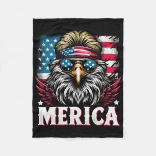 4th Of July Patriotic Funny Eagle July 4th Usa Mer Fleece Blanket